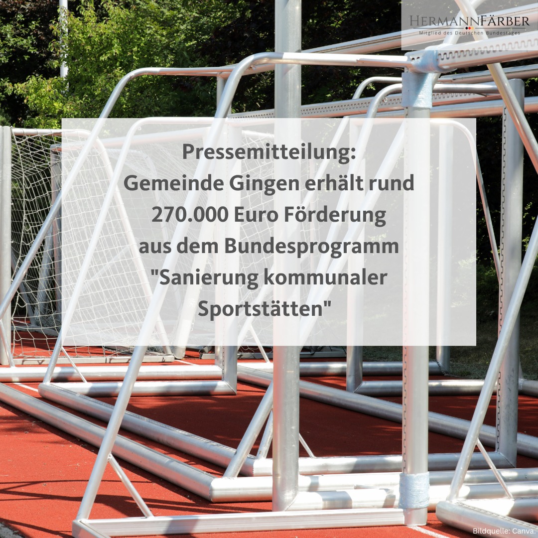 Rund 270.000 Euro Förderung für Gemeinde Gingen” – Haushaltsausschuss beschließt Projekte des Bundesprogramms "Sanierung kommunaler Sportstätten