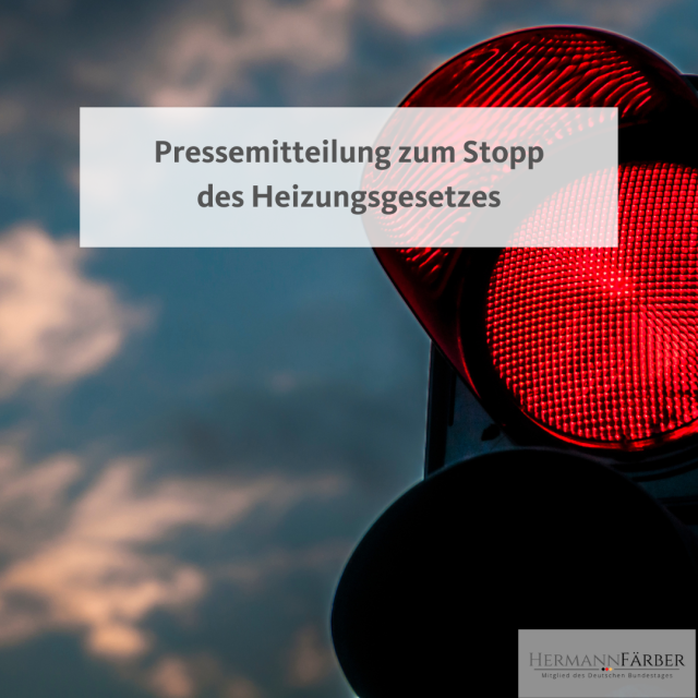 Pressemitteilung zum Stopp des Heizungsgesetzes
